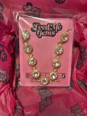 Feed Me Gems Blush Pink Gemini Necklace 16.5-19.25 inches Gold plated